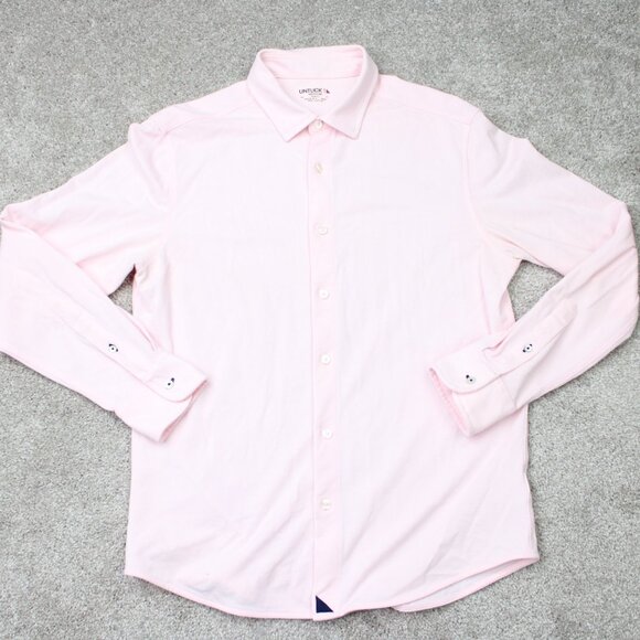 UNTUCKIT Shirt Mens Medium Pink 100% Cotton Long Sleeve Button Up - Picture 2 of 14